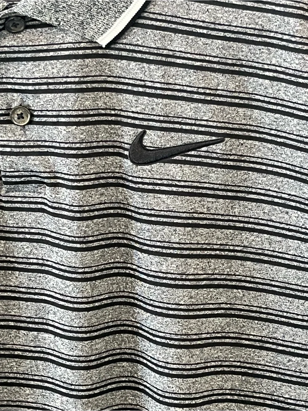 Nike Dri-Fit Golf Polo T-Shirt Men’s Size Medium Gray & Black Striped